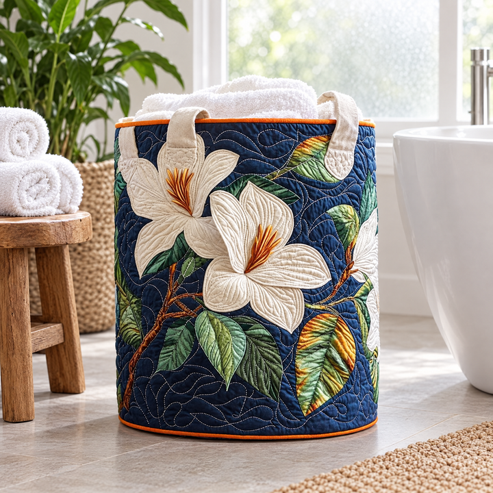 Soft Magnolia | Quilted Laundry Basket