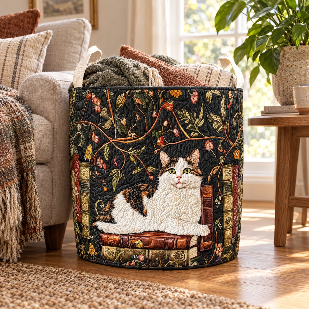 Mystical Cat | Quilted Laundry Basket