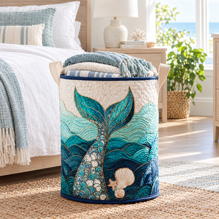 Mystic Stream | Quilted Laundry Basket