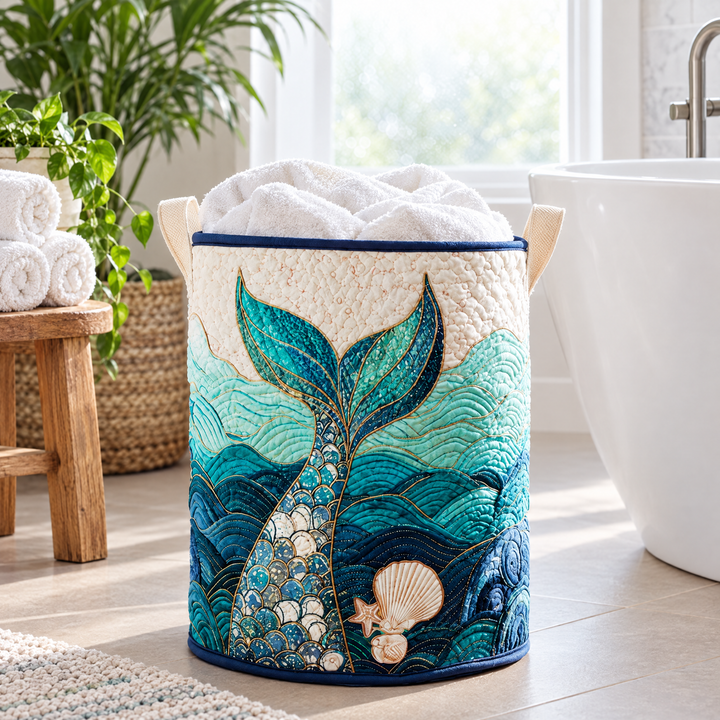 Mystic Stream | Quilted Laundry Basket