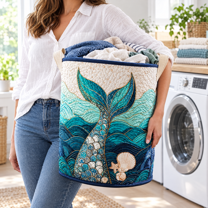 Mystic Stream | Quilted Laundry Basket