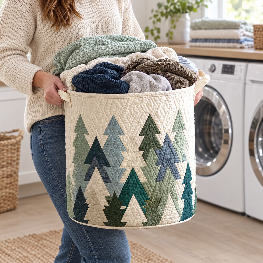 Christmas Trees | Quilted Laundry Basket
