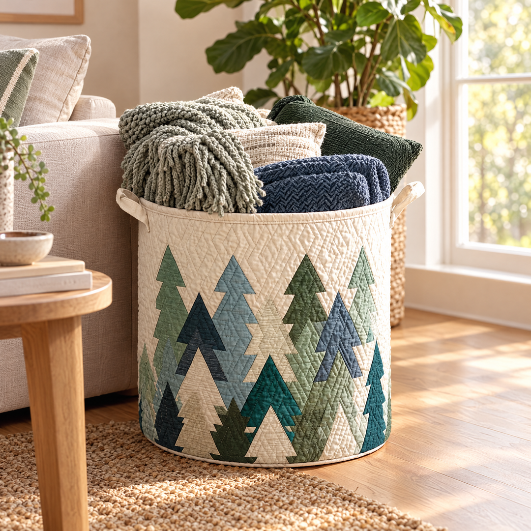 Christmas Trees | Quilted Laundry Basket