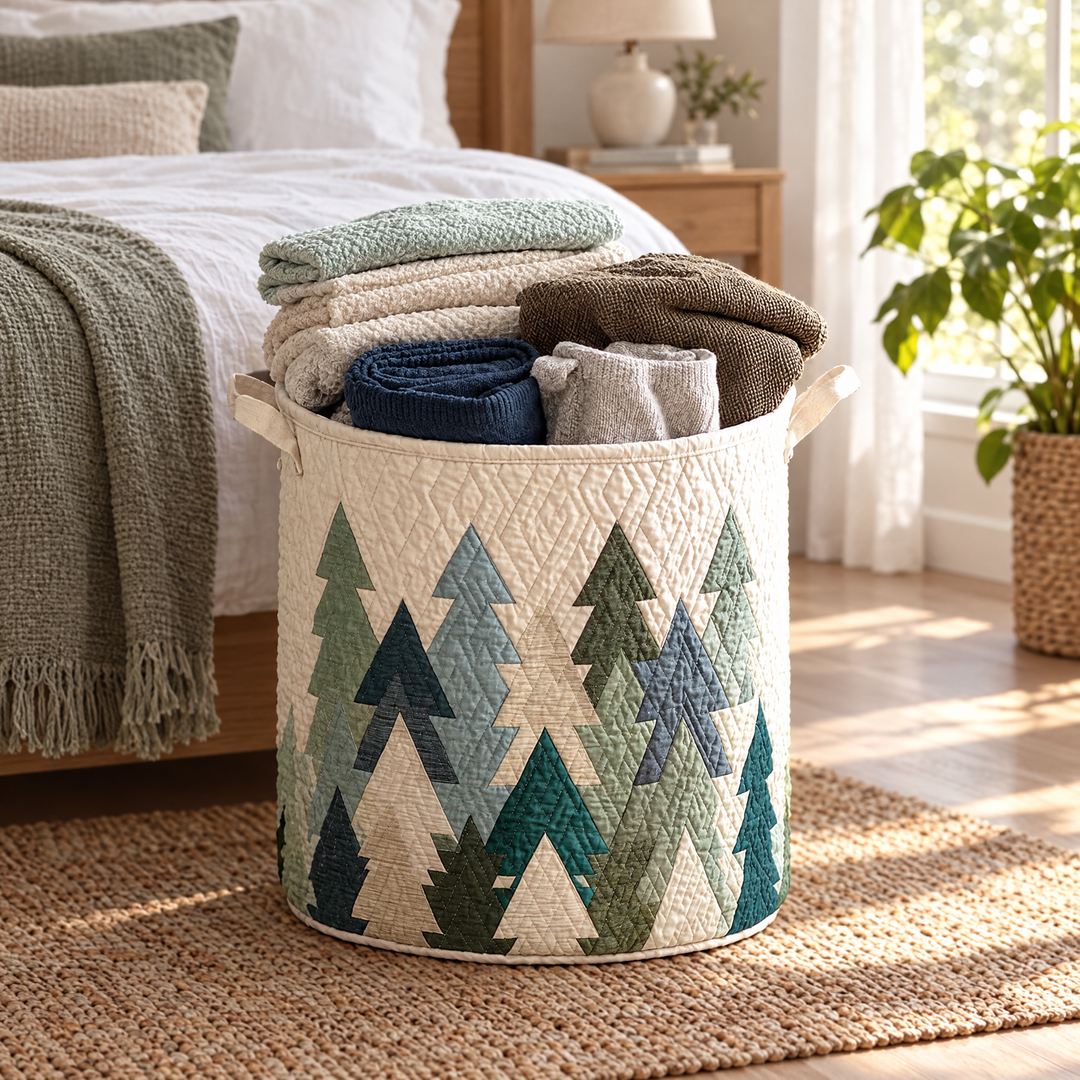 Christmas Trees | Quilted Laundry Basket