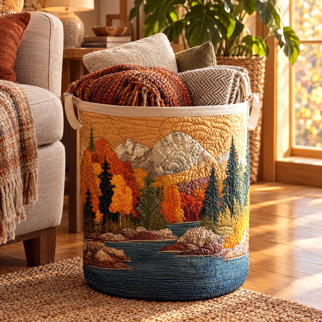 Autumn River | Quilted Laundry Basket