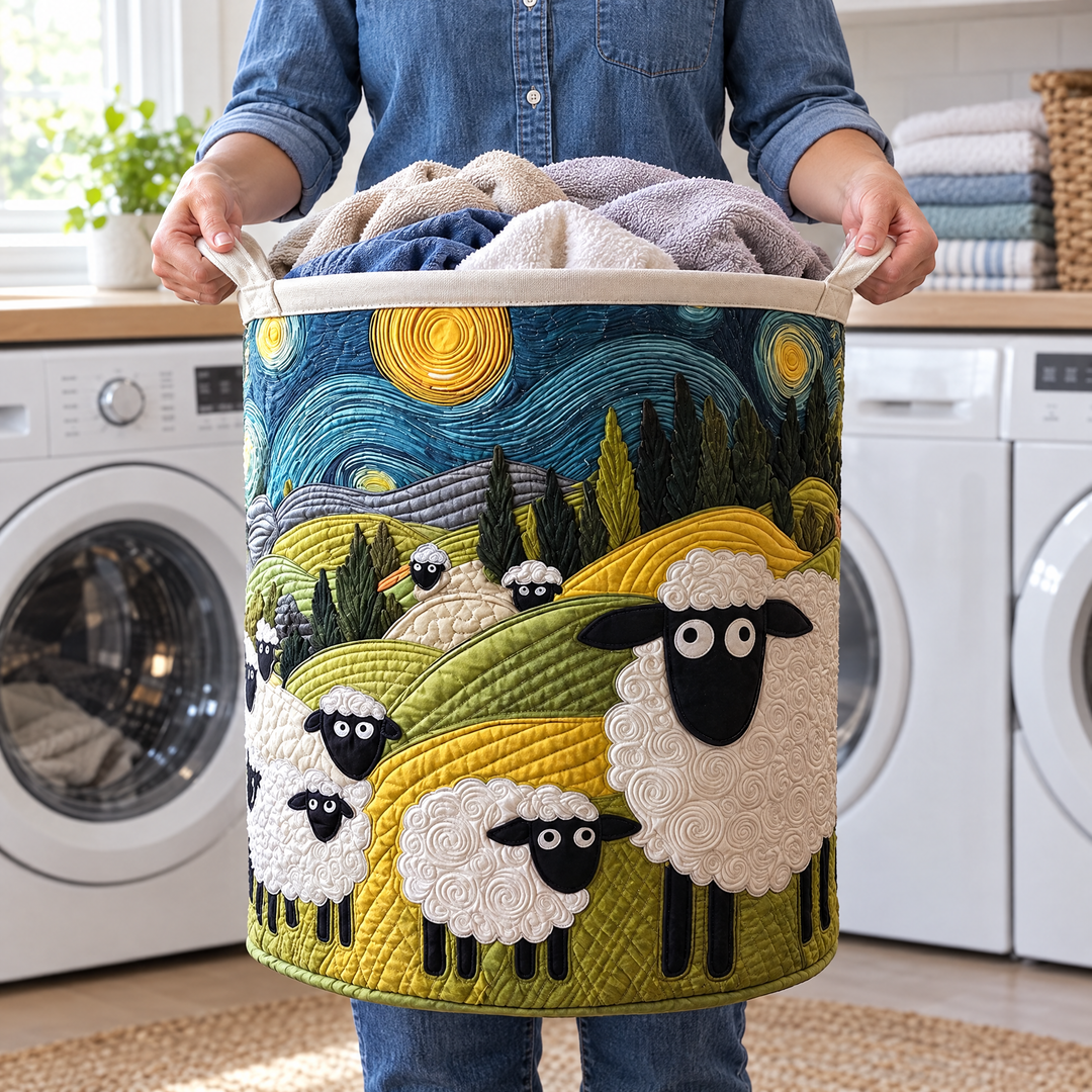 Lamb Meadow | Quilted Laundry Basket