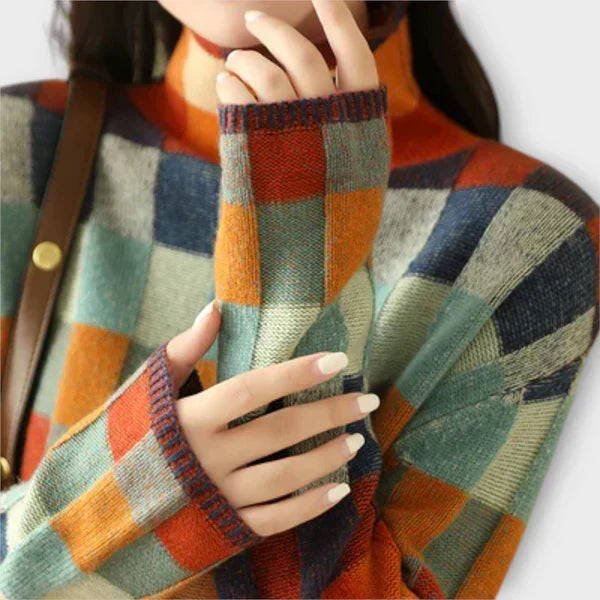 Tara - Checkered Turtleneck Jumper