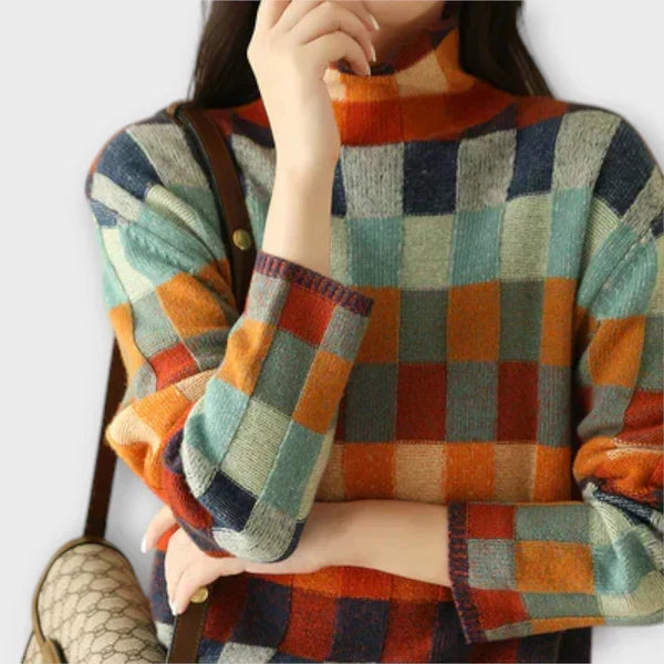Tara - Checkered Turtleneck Jumper