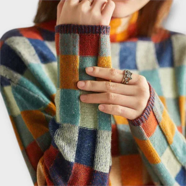Tara - Checkered Turtleneck Jumper