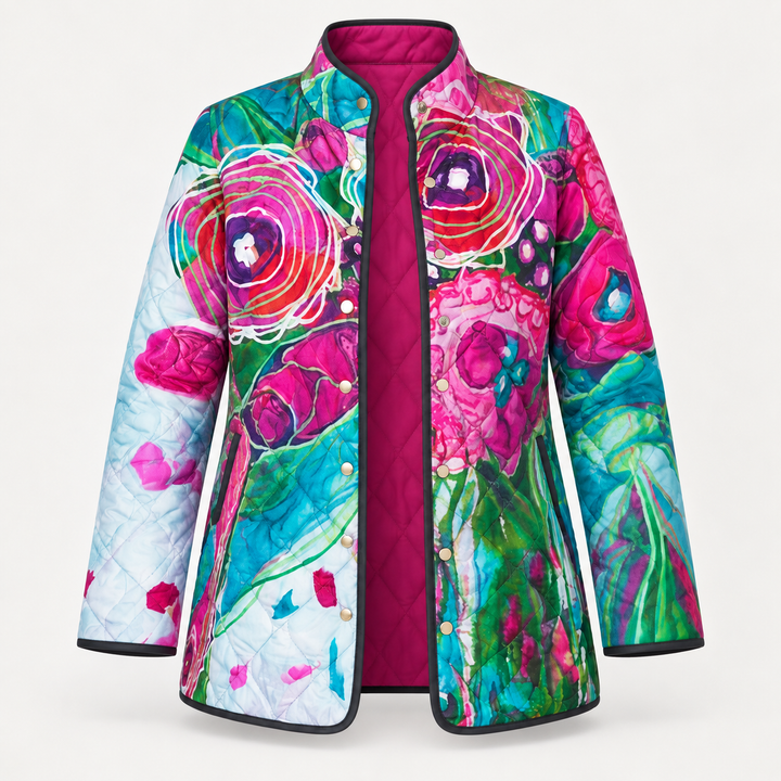 Iris | Watercolour Floral Quilted Jacket