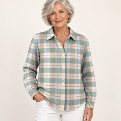 LENORA™ - CHECKED HOODIE BLOUSE IN FRESH PASTEL COLORS