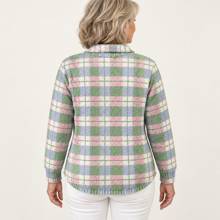 LENORA™ - CHECKED HOODIE BLOUSE IN FRESH PASTEL COLORS