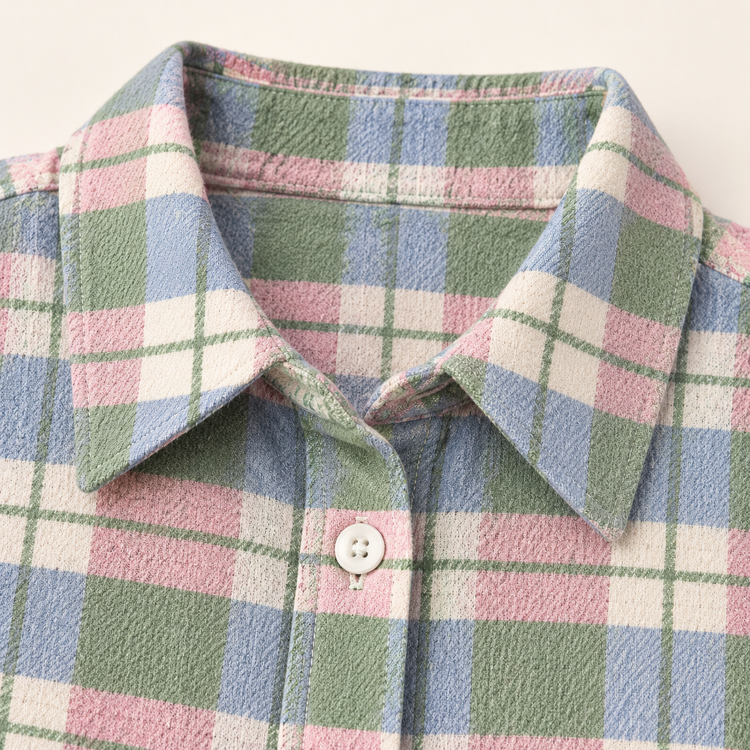 LENORA™ - CHECKED HOODIE BLOUSE IN FRESH PASTEL COLORS