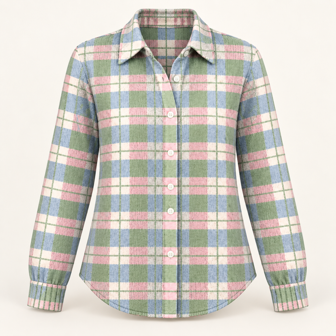 LENORA™ - CHECKED HOODIE BLOUSE IN FRESH PASTEL COLORS