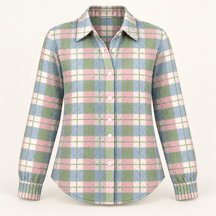 LENORA™ - CHECKED HOODIE BLOUSE IN FRESH PASTEL COLORS