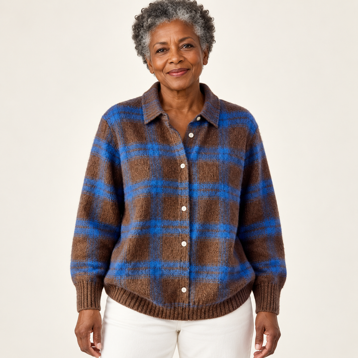 LIZZA™ - SOFT HOODIE BLOUSE WITH CHECK PATTERN