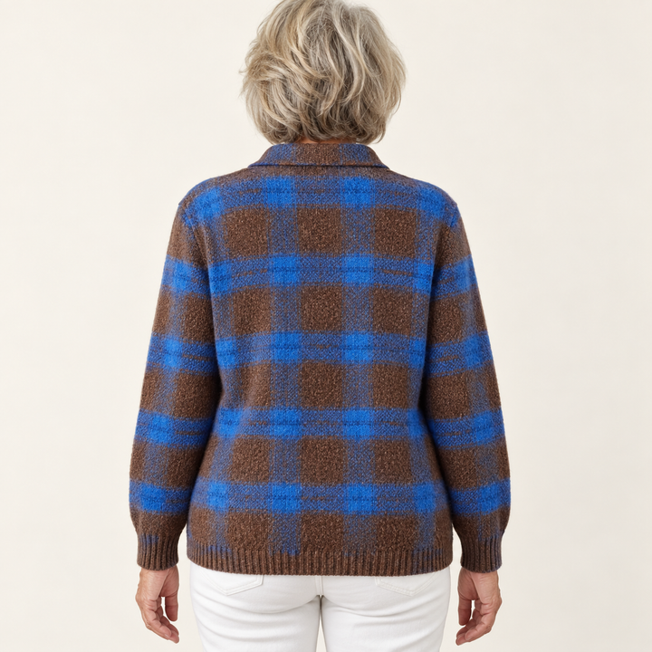 LIZZA™ - SOFT HOODIE BLOUSE WITH CHECK PATTERN