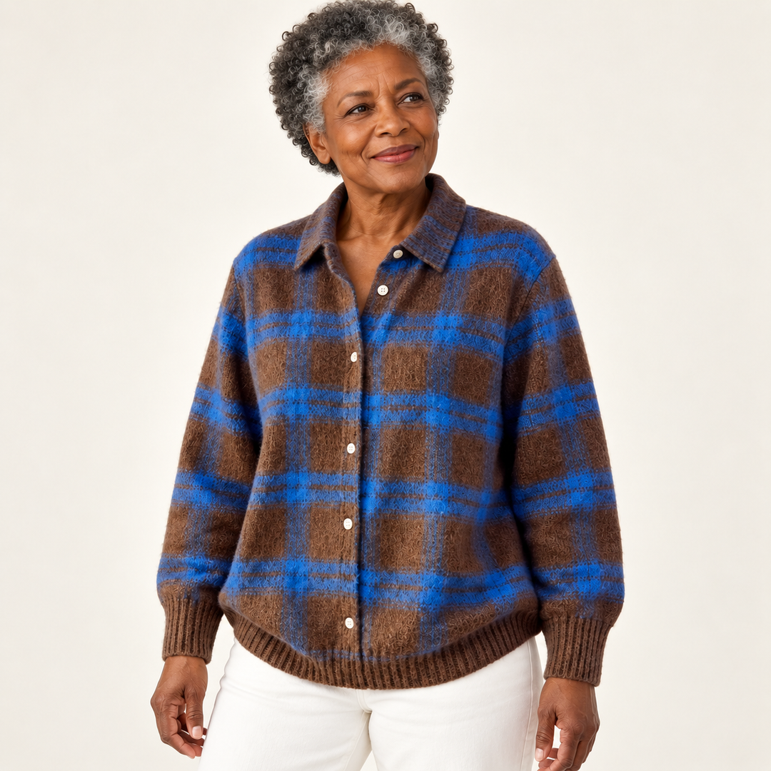 LIZZA™ - SOFT HOODIE BLOUSE WITH CHECK PATTERN