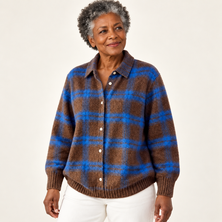 LIZZA™ - SOFT HOODIE BLOUSE WITH CHECK PATTERN
