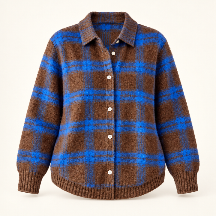 LIZZA™ - SOFT HOODIE BLOUSE WITH CHECK PATTERN