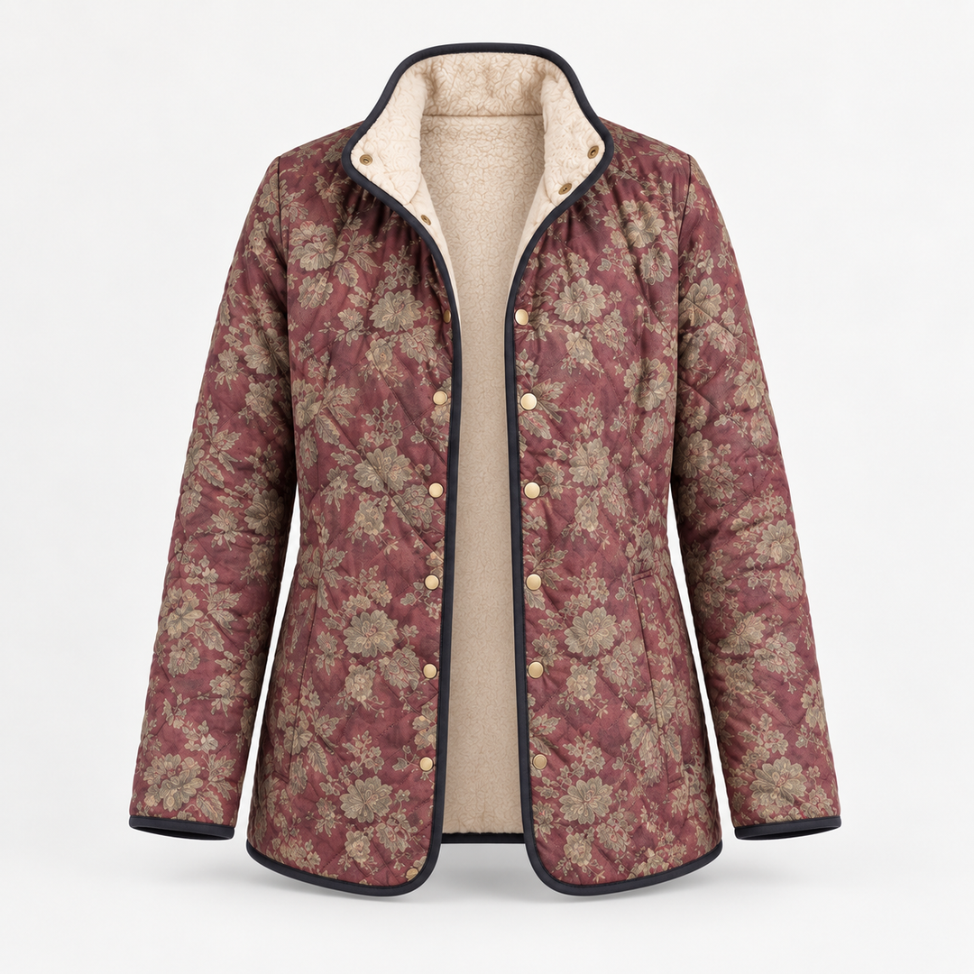 Lydia | Plum Damask Quilted Jacket