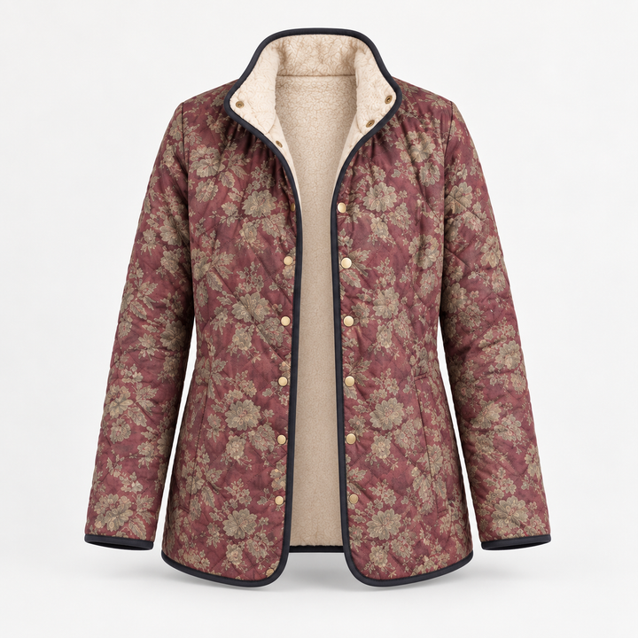 Lydia | Plum Damask Quilted Jacket