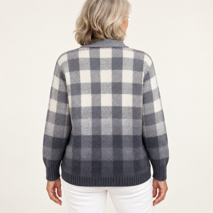 MARIELLE™ - CHECKED HOODIE BLOUSE