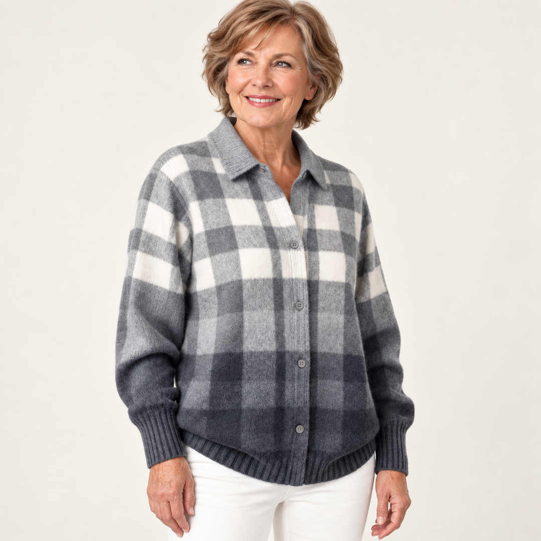 MARIELLE™ - CHECKED HOODIE BLOUSE