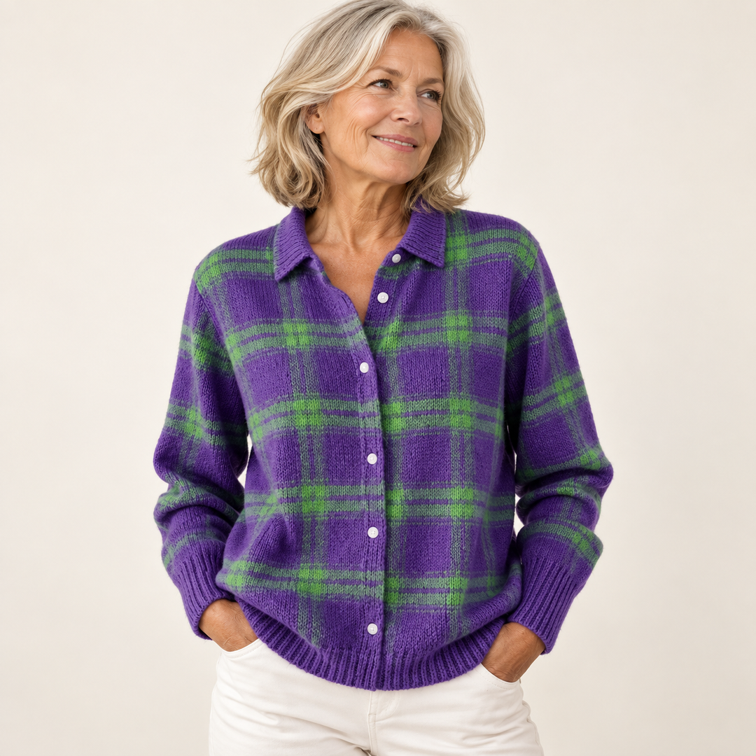 MARILOU™ - SOFT HOODIE BLOUSE WITH CHECK PATTERN