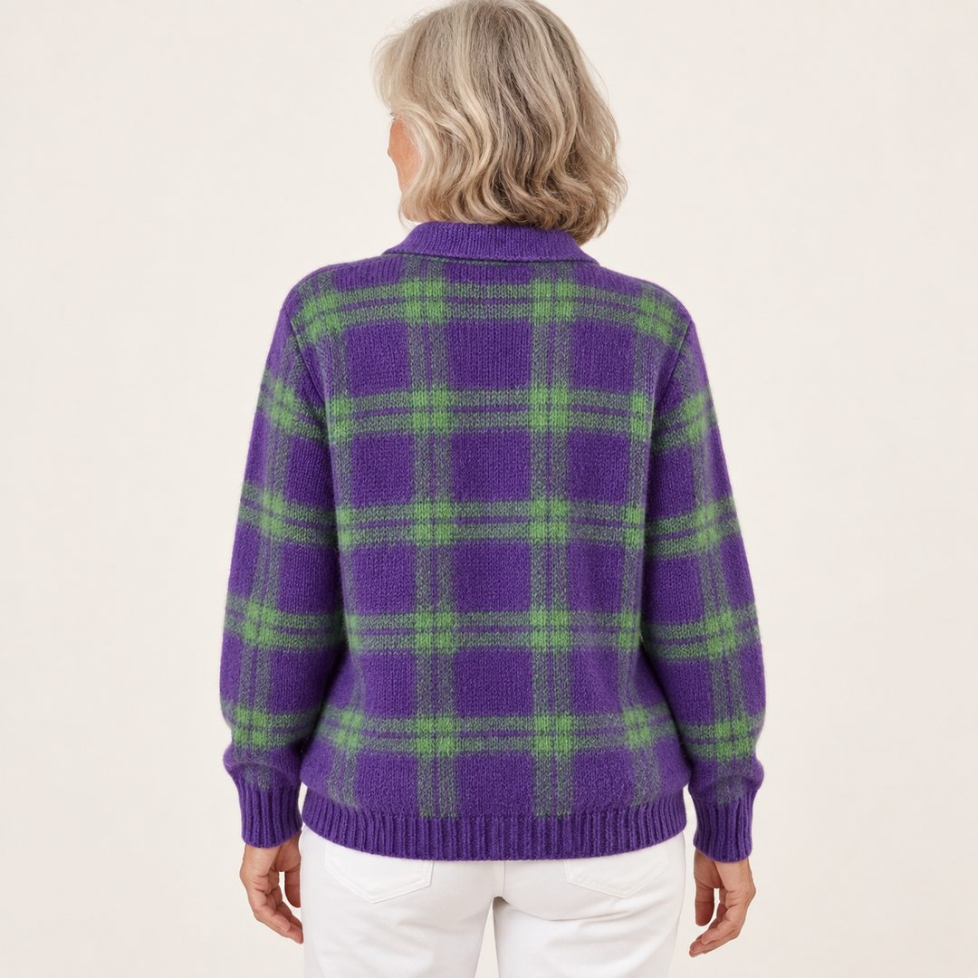 MARILOU™ - SOFT HOODIE BLOUSE WITH CHECK PATTERN