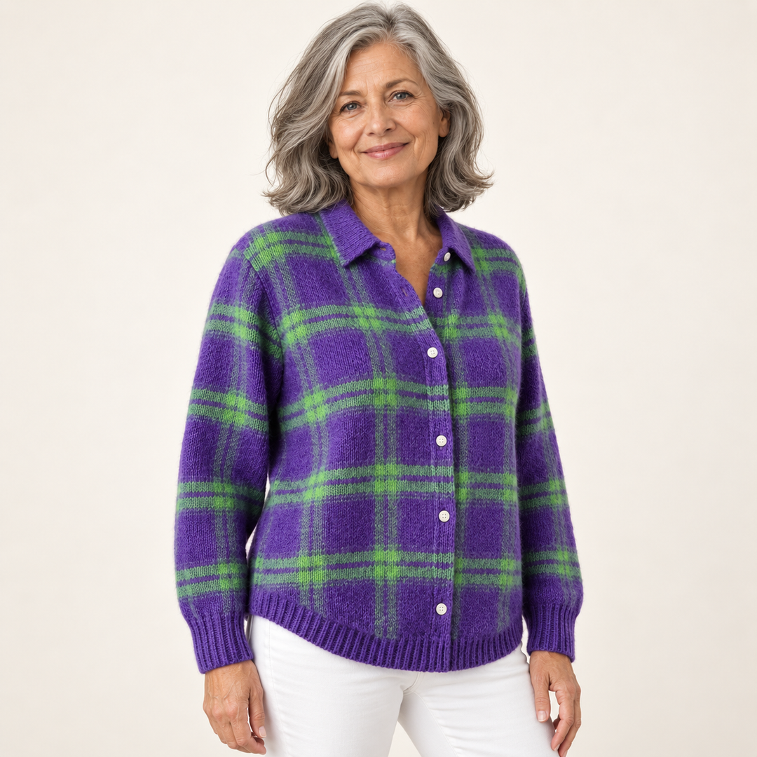 MARILOU™ - SOFT HOODIE BLOUSE WITH CHECK PATTERN