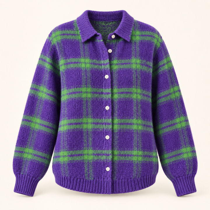 MARILOU™ - SOFT HOODIE BLOUSE WITH CHECK PATTERN