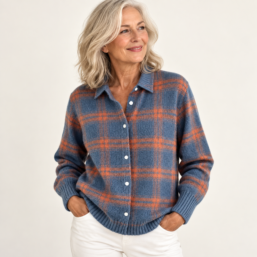 MIRELLA™ - SOFT HOODIE BLOUSE WITH CHECK PATTERN