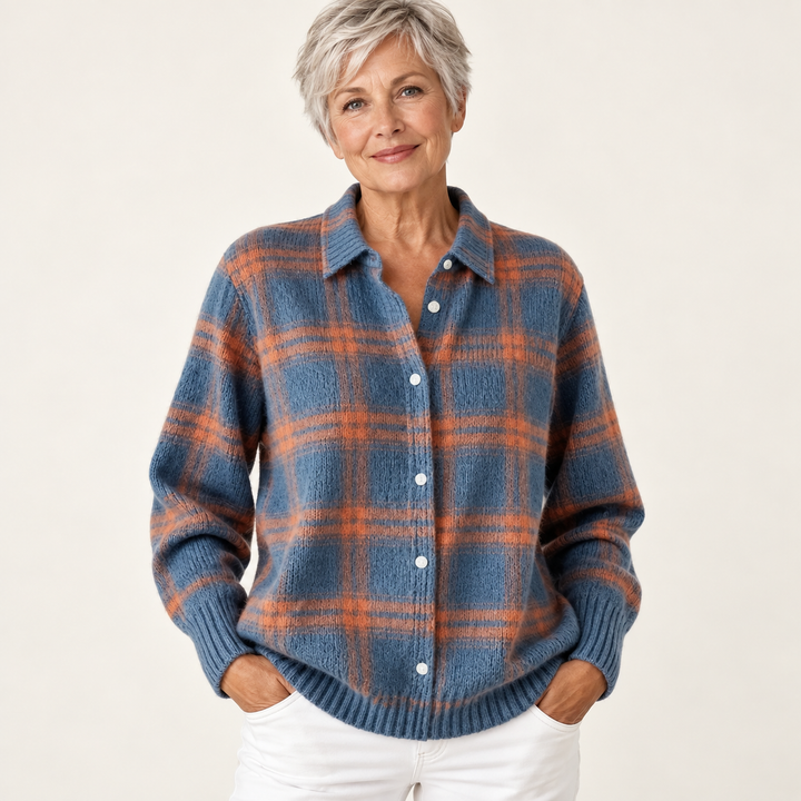 MIRELLA™ - SOFT HOODIE BLOUSE WITH CHECK PATTERN
