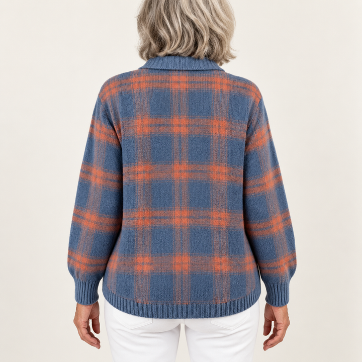 MIRELLA™ - SOFT HOODIE BLOUSE WITH CHECK PATTERN