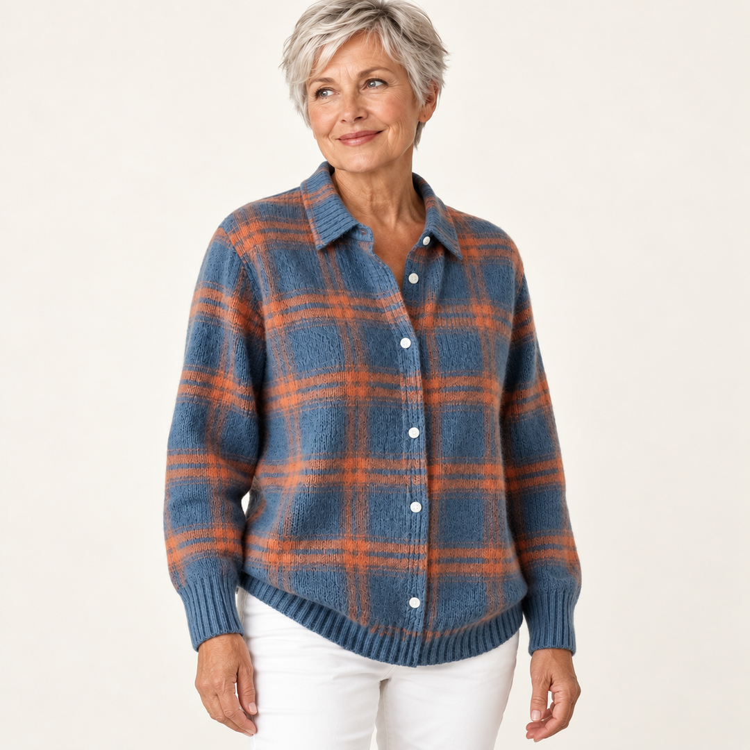 MIRELLA™ - SOFT HOODIE BLOUSE WITH CHECK PATTERN