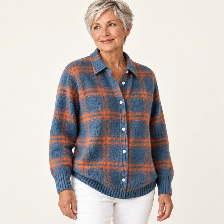 MIRELLA™ - SOFT HOODIE BLOUSE WITH CHECK PATTERN