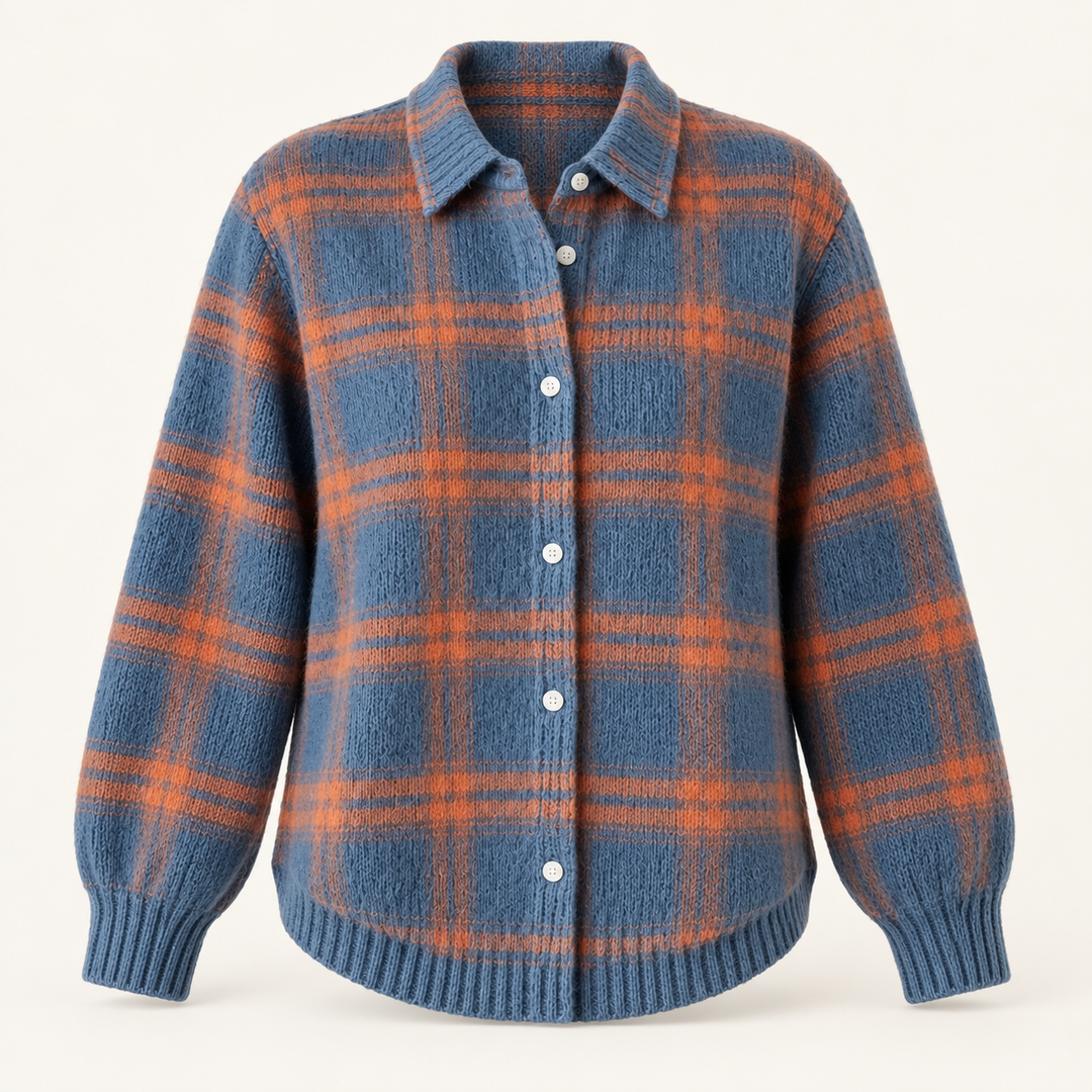 MIRELLA™ - SOFT HOODIE BLOUSE WITH CHECK PATTERN