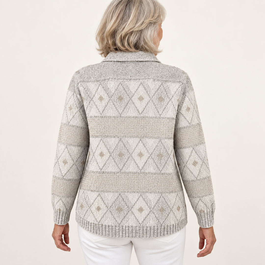 MONIRA™ - ELEGANT KNIT HOODIE BLOUSE WITH DIAMOND PATTERN