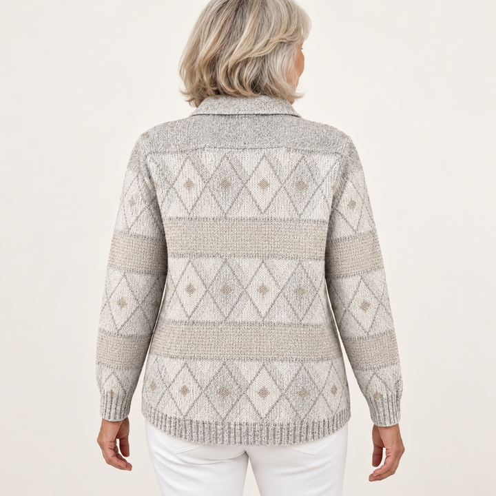 MONIRA™ - ELEGANT KNIT HOODIE BLOUSE WITH DIAMOND PATTERN