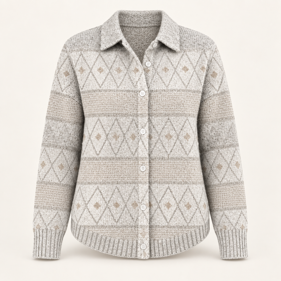 MONIRA™ - ELEGANT KNIT HOODIE BLOUSE WITH DIAMOND PATTERN