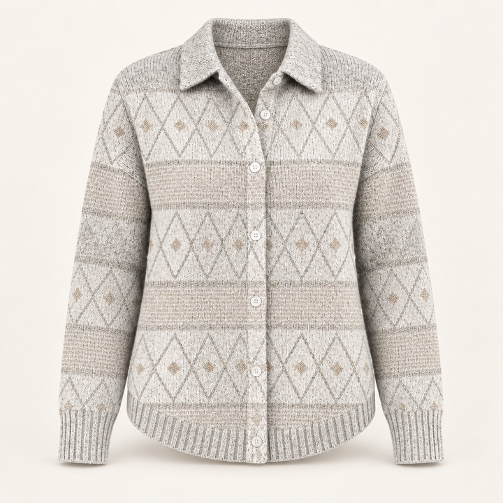 MONIRA™ - ELEGANT KNIT HOODIE BLOUSE WITH DIAMOND PATTERN