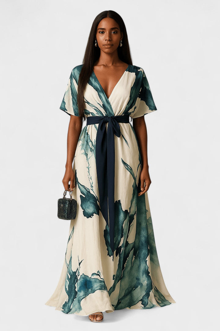 Éilis - Flowing Watercolor Maxi Dress