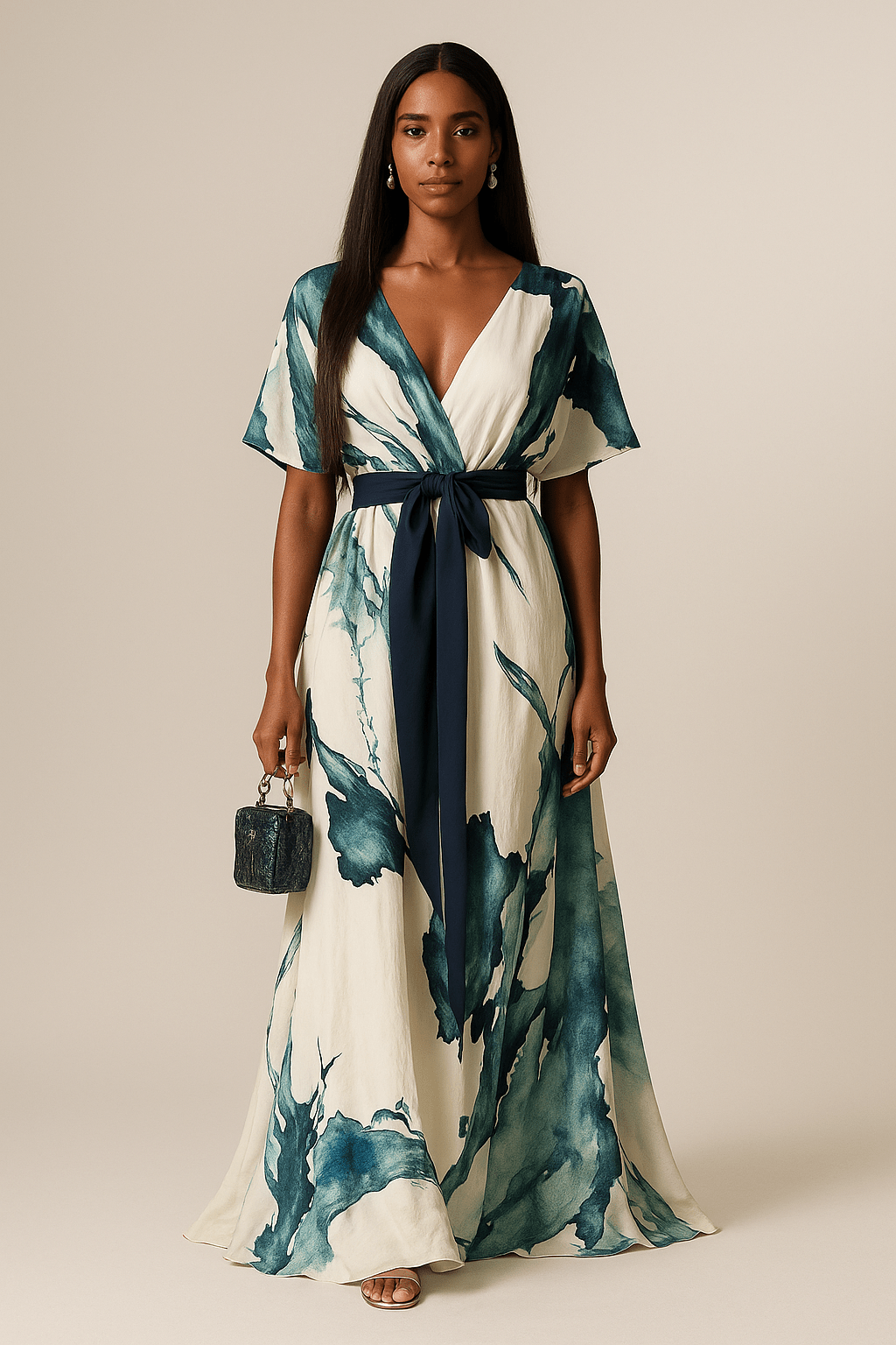 Éilis - Flowing Watercolor Maxi Dress