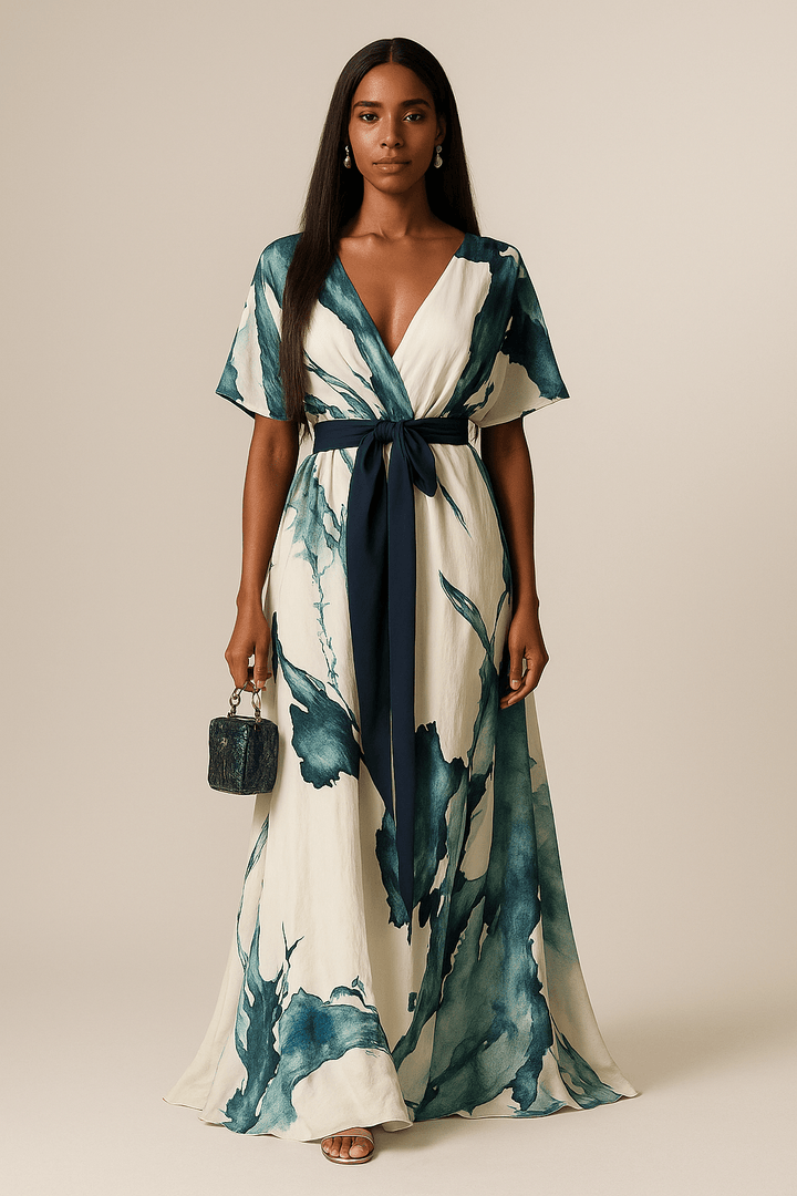 Éilis - Flowing Watercolor Maxi Dress