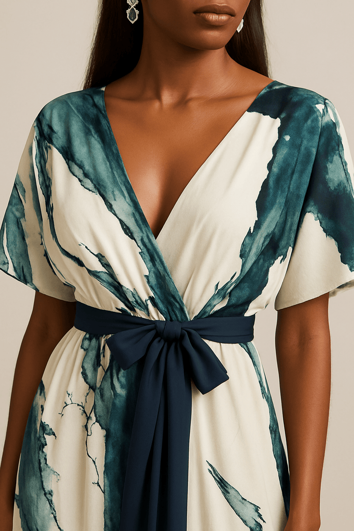 Éilis - Flowing Watercolor Maxi Dress