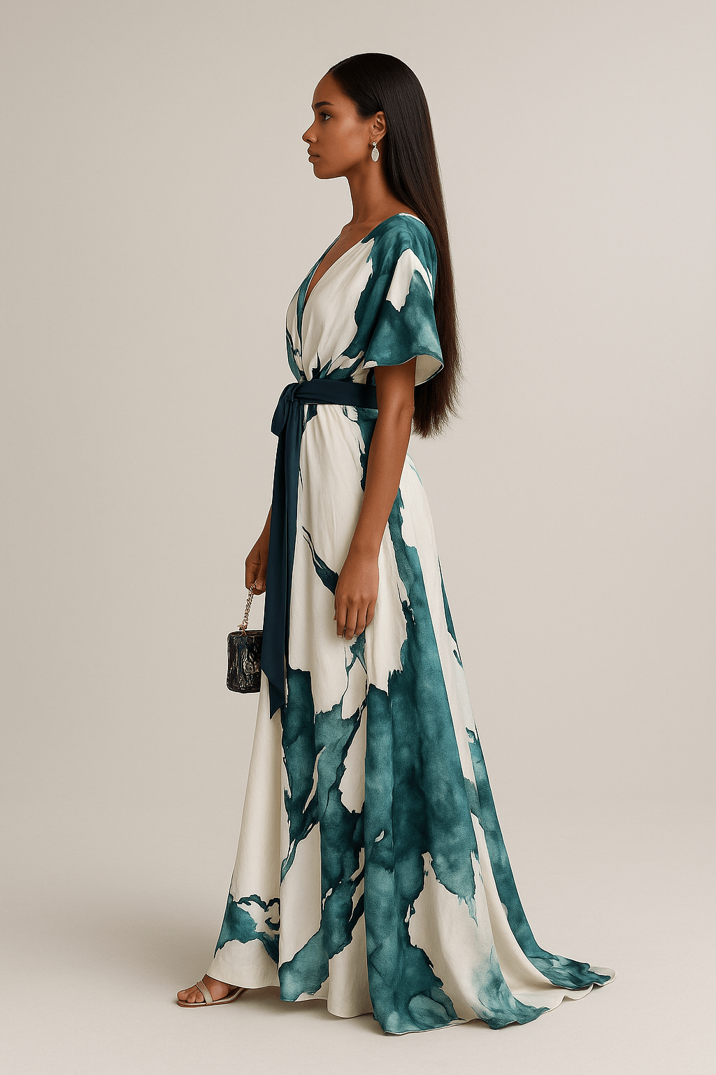 Éilis - Flowing Watercolor Maxi Dress