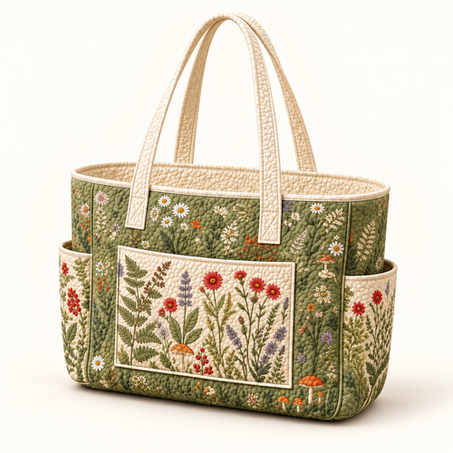 Gobnait | Quilted Tote Bag with Wildflowers