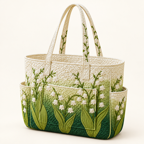 Maeve | Quilted Tote Bag with Lily of the Valley