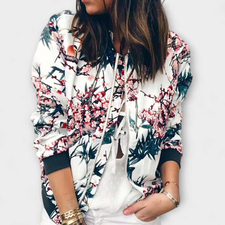 Rita - Floral Print Bomber Jacket